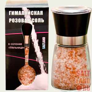 Гималайская соль в солонке (Мельница) в коробке - Увеличенное изображение